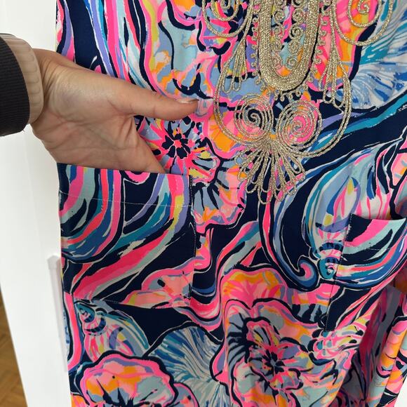 Lilly Pulitzer Carlotta Stretch Shift Dress Nauti Navy Boho Bateau, Size 0, NWOT - Picture 8 of 8